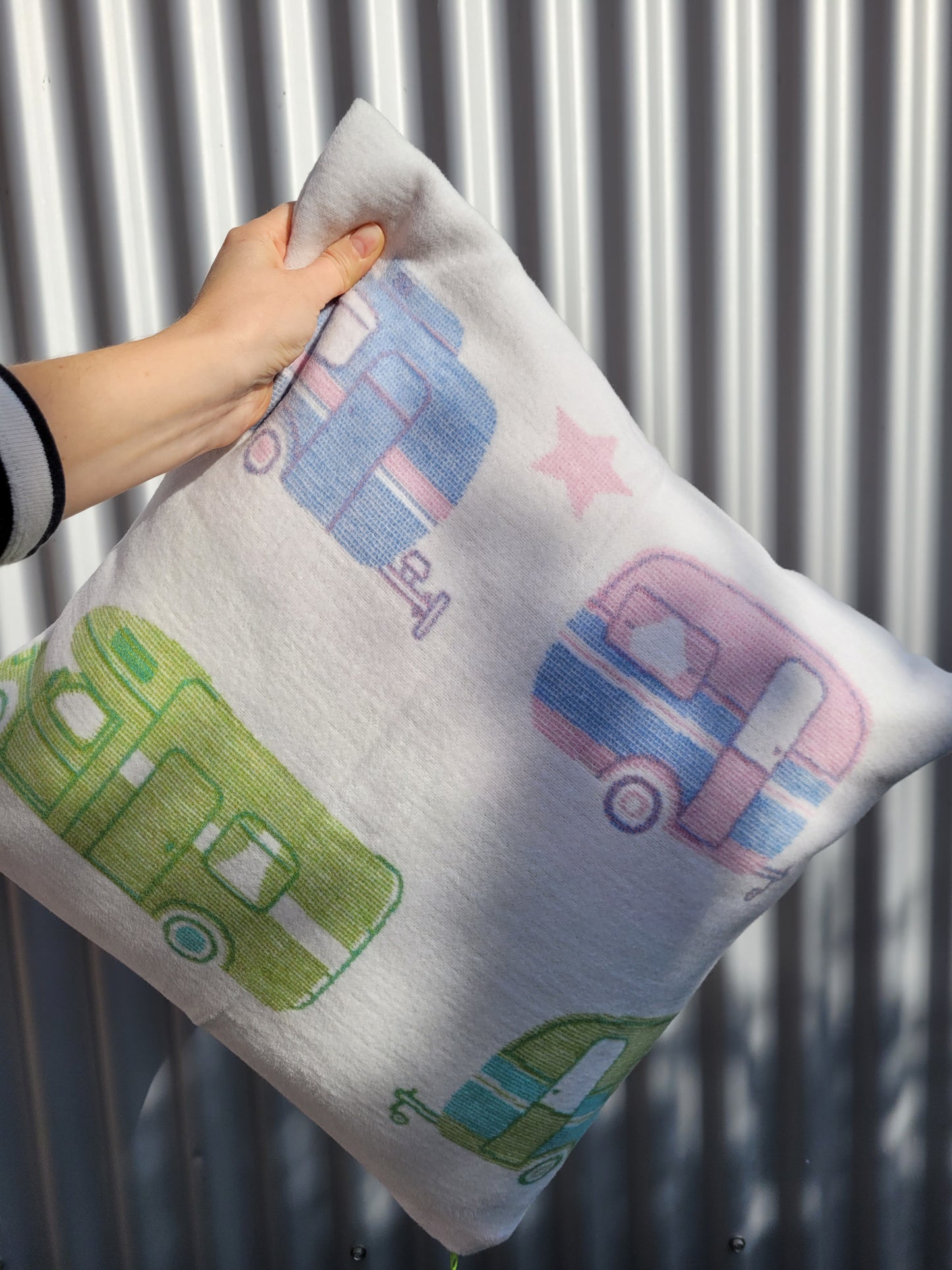 Upcycling-Kissenhülle CARAVAN WOHNMOBIL CAMPER 45x45 cm