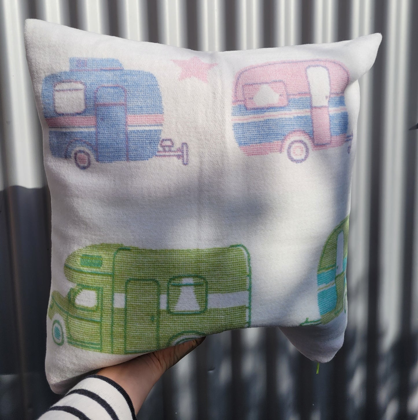 Upcycling-Kissenhülle CARAVAN WOHNMOBIL CAMPER 45x45 cm